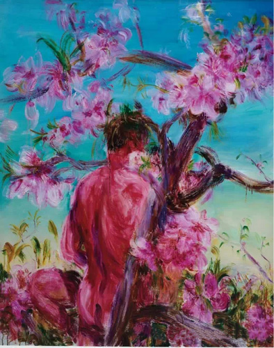 周春芽《 桃花女人》120x80cm 丝网印刷版画