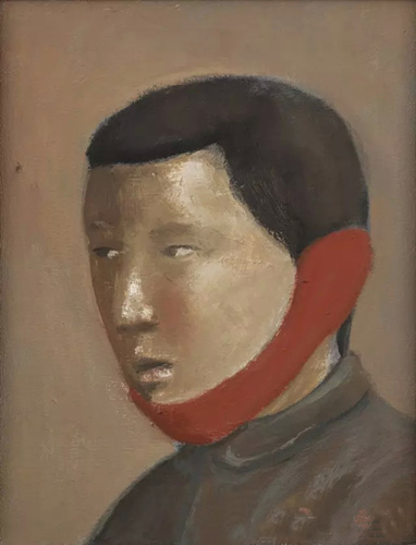 段建伟 《戴耳罩的青年》 36x27cm 布面油画 2012年